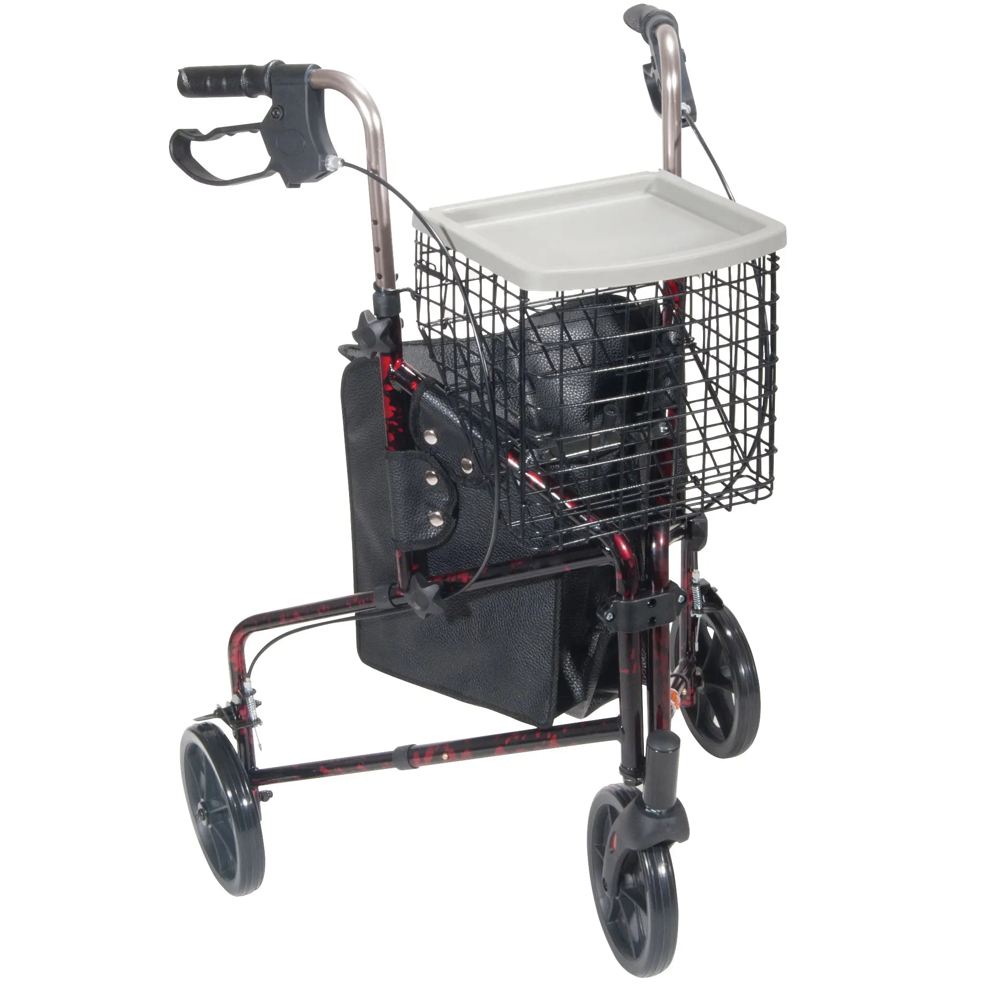 3 Wheel Rollator with basket, red