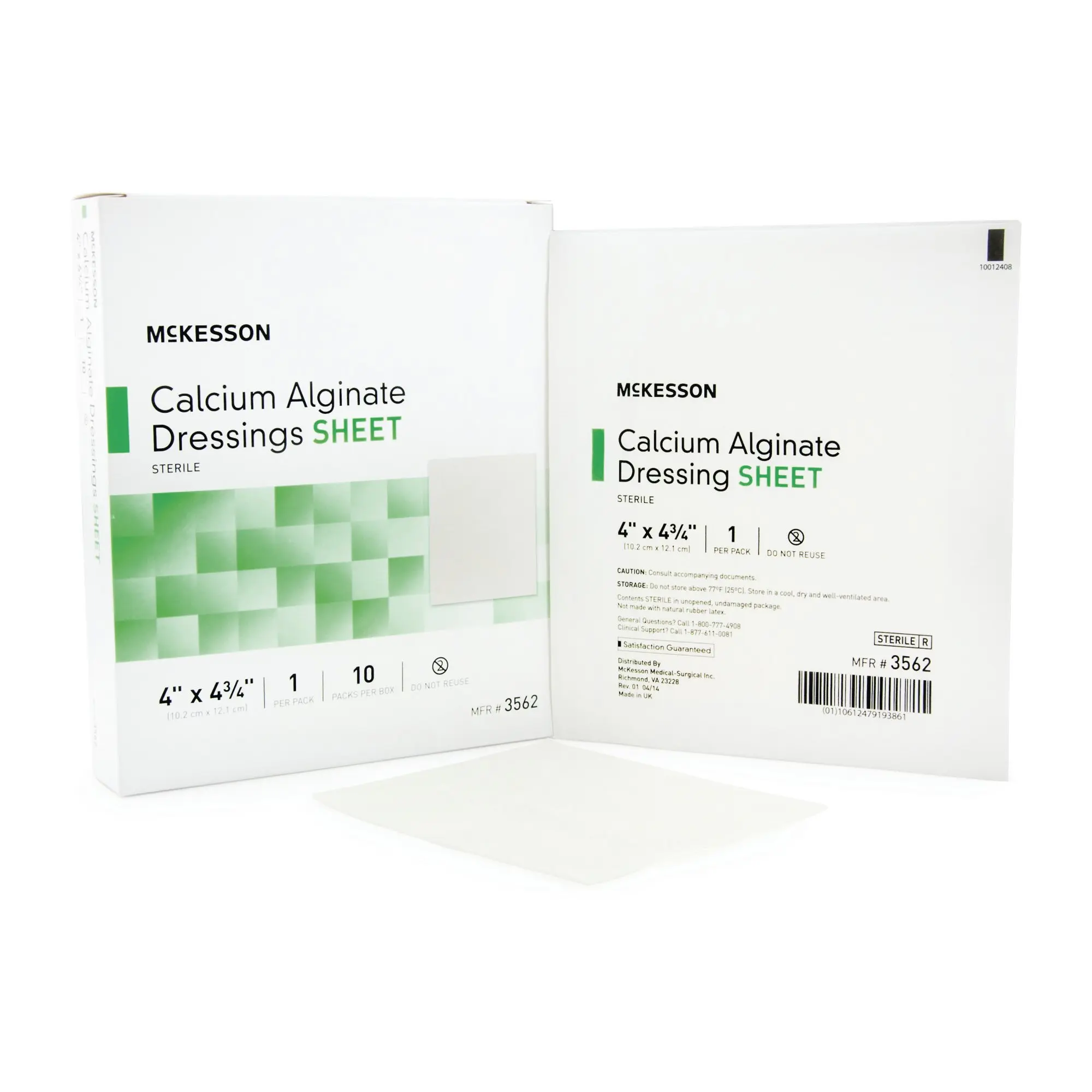 Alginate Dressing 4x4-3/4 Inch 1/pk-10/Box