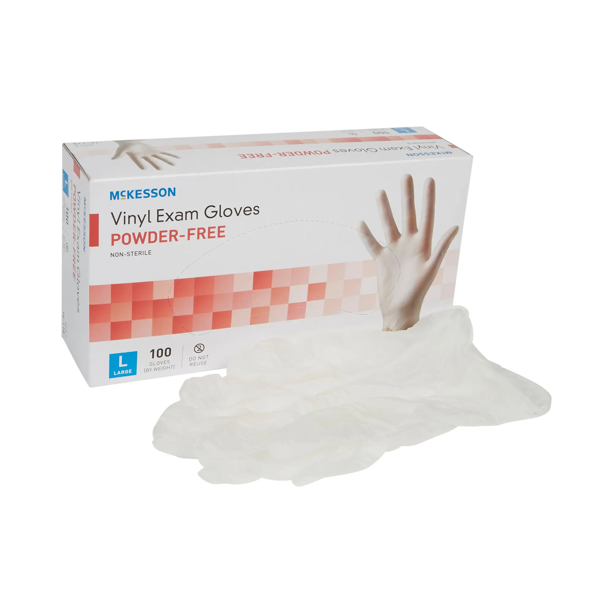 Exam Glove Large NonSterile Vinyl Standard Cuff Length Smooth Clear Not Rated