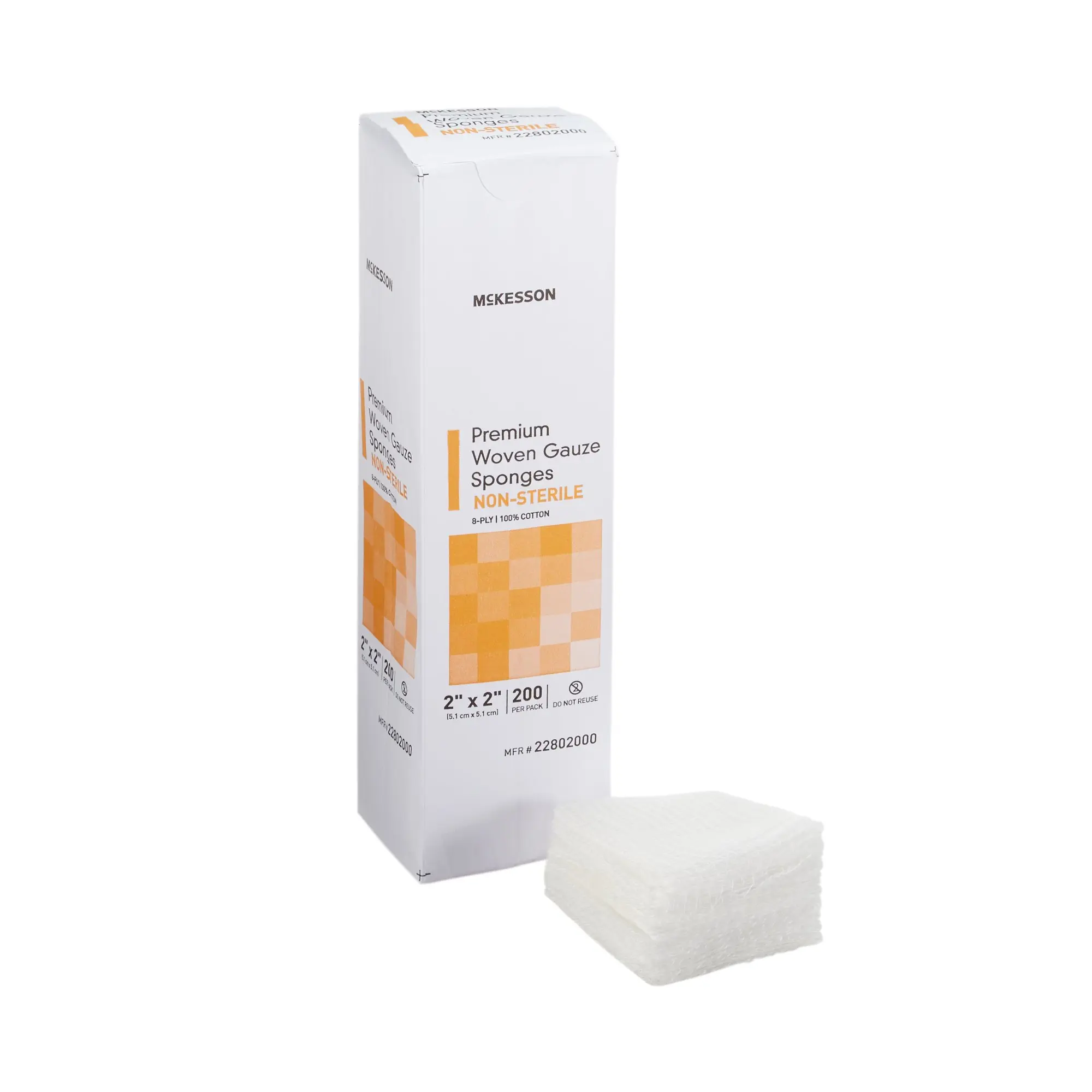 Premium Woven Gauze Sponges 2 x 2 in, 200/pk, 8-Ply