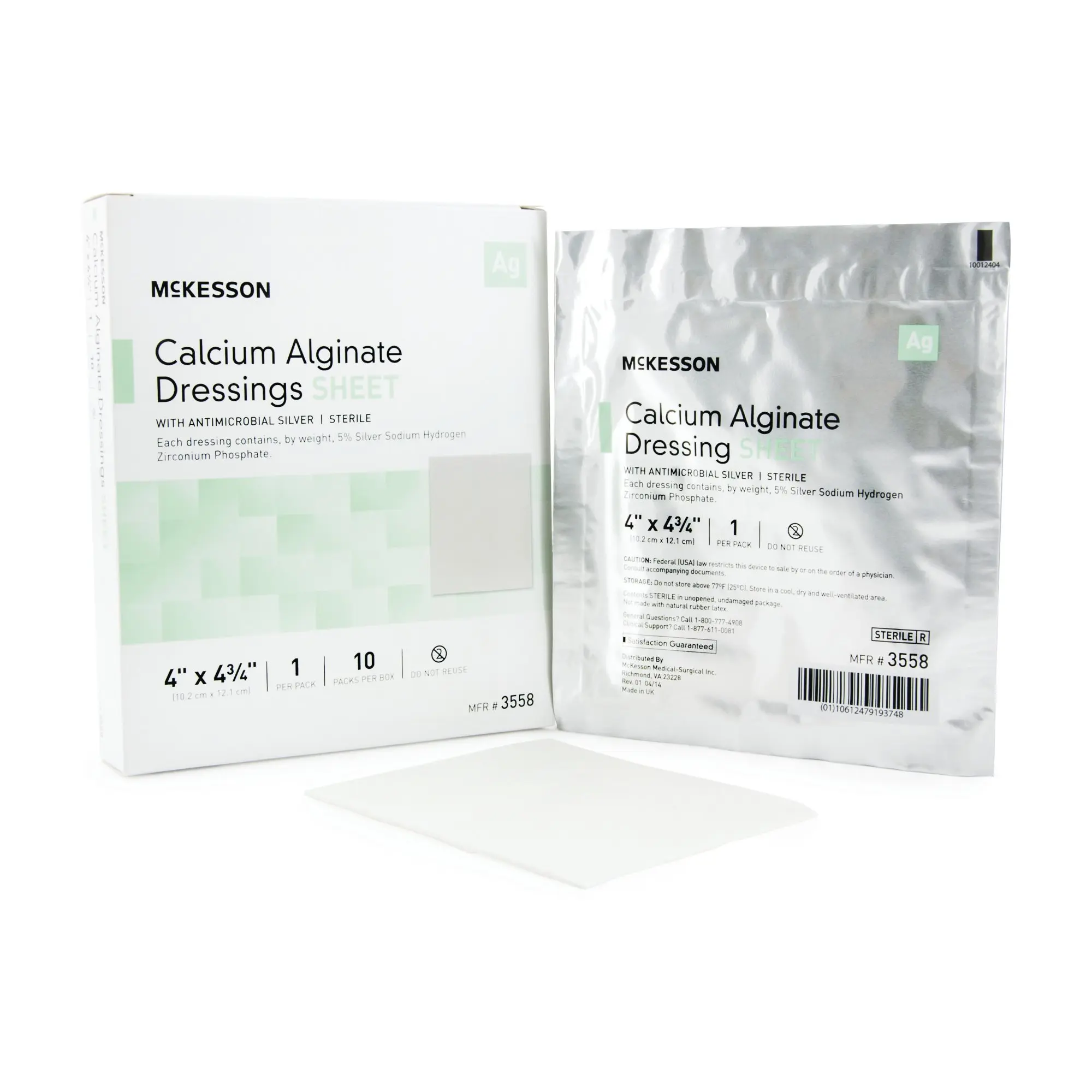 Silver Alginate Dressing 4x4-34 Inch