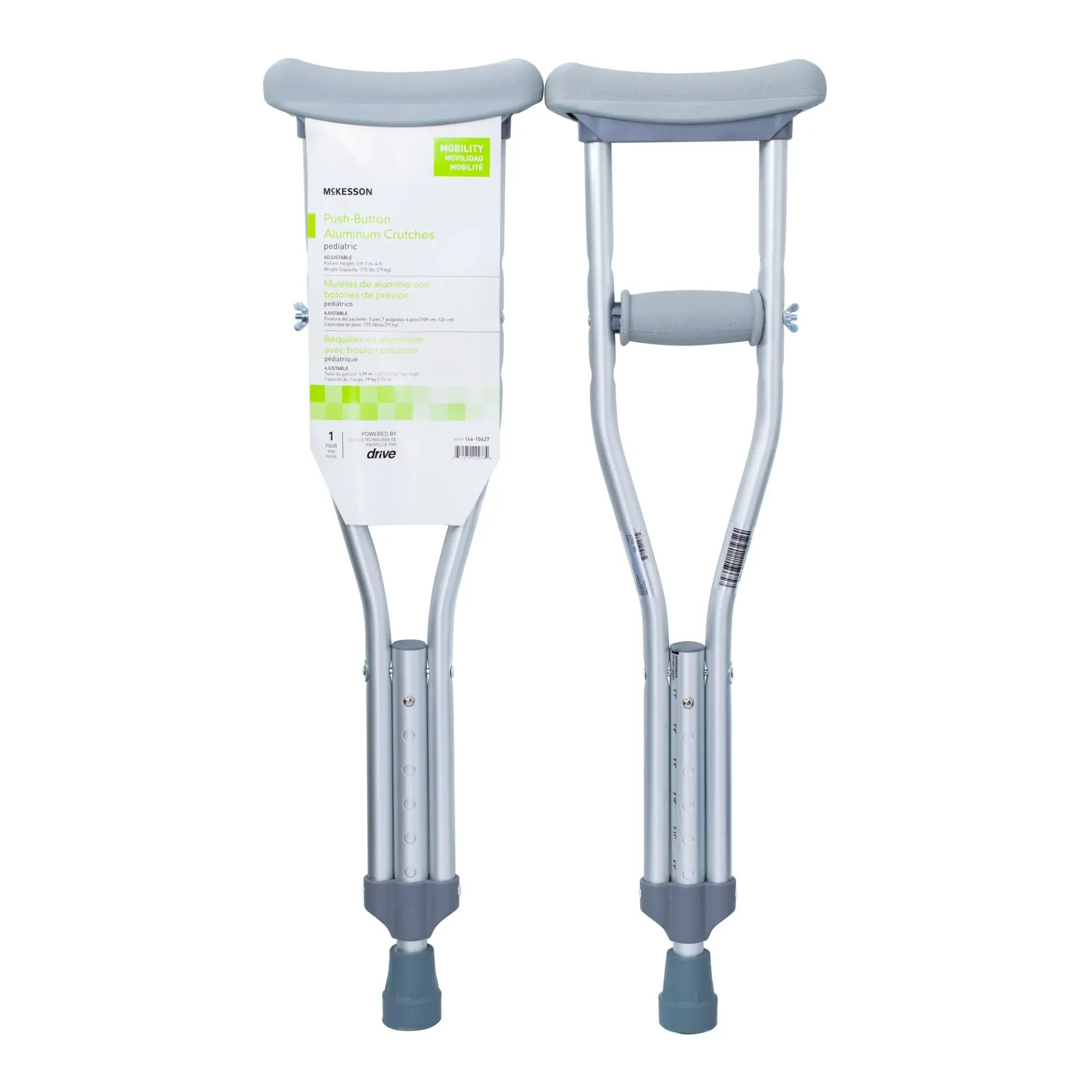 Underarm Crutches  Pediatric Aluminum Frame 175" WC