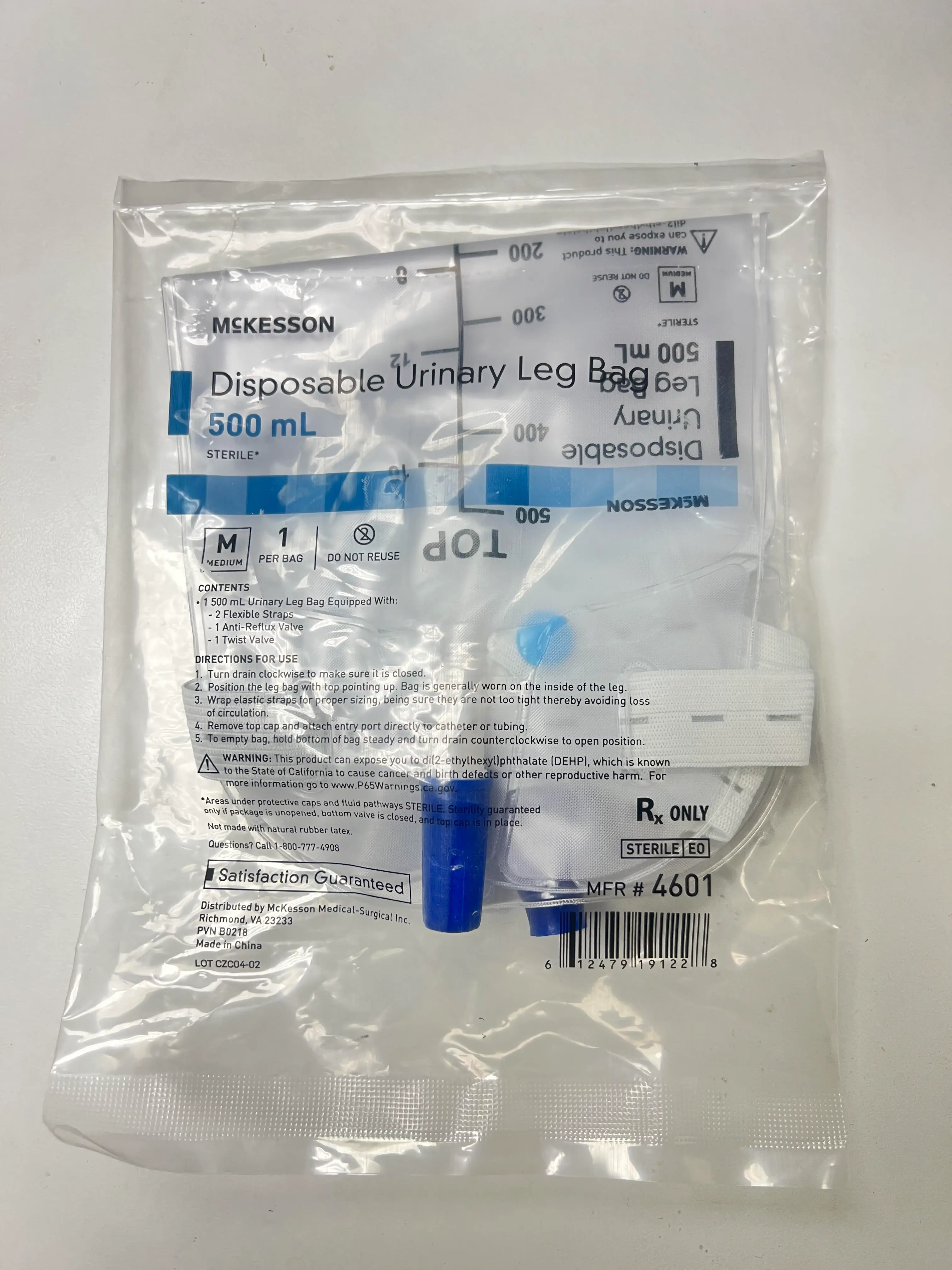 Disposable Urinary Leg Bag 500mL Sterile